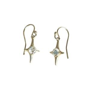 Star Crystal Dangle Earrings NVC Signed Yellow Gold  On Sterling Silver 925